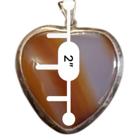 Vintage Scottish Agate Heart Pendant W/Sterling Setting - Picture 6 of 6